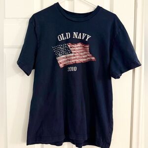 Old Navy Kids Dark Blue Flag Tee Size L